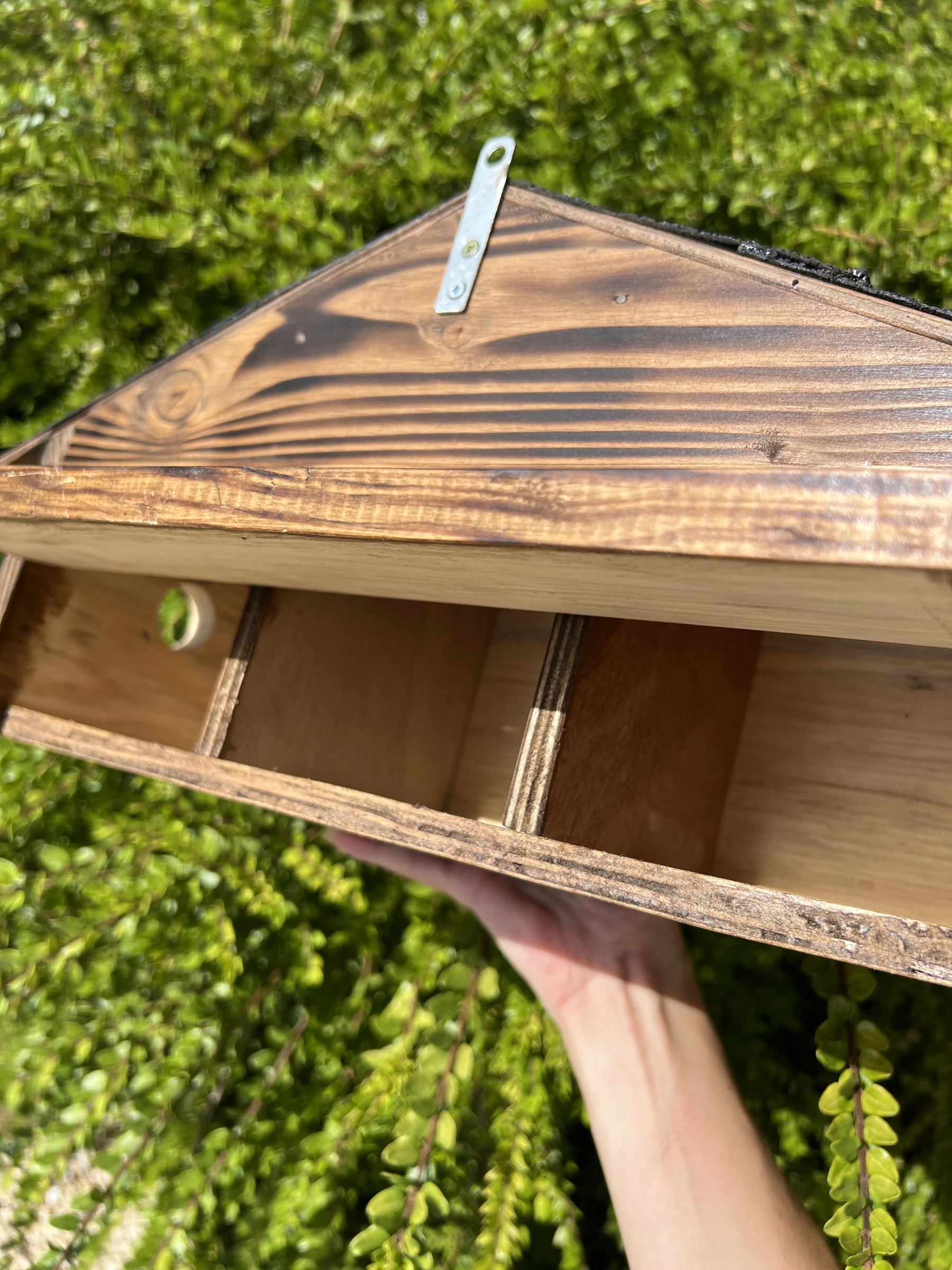 🪺 Nichoir oiseaux 3 compartiments fait main en bois avec toit bitumé – photo 12